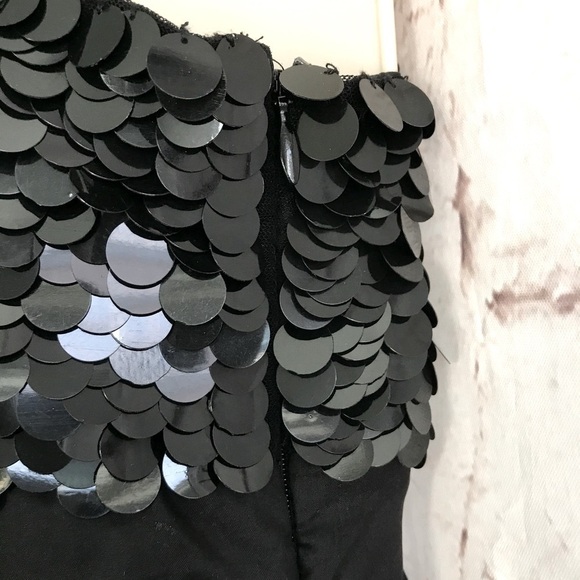 HANNAH JO Bubble Hem Silk Dress L Black Sequin Top Babydoll Size Large - Picture 4 of 15